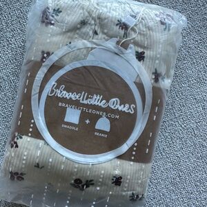 Brave Little Ones Cream Swaddle and Beanie Set